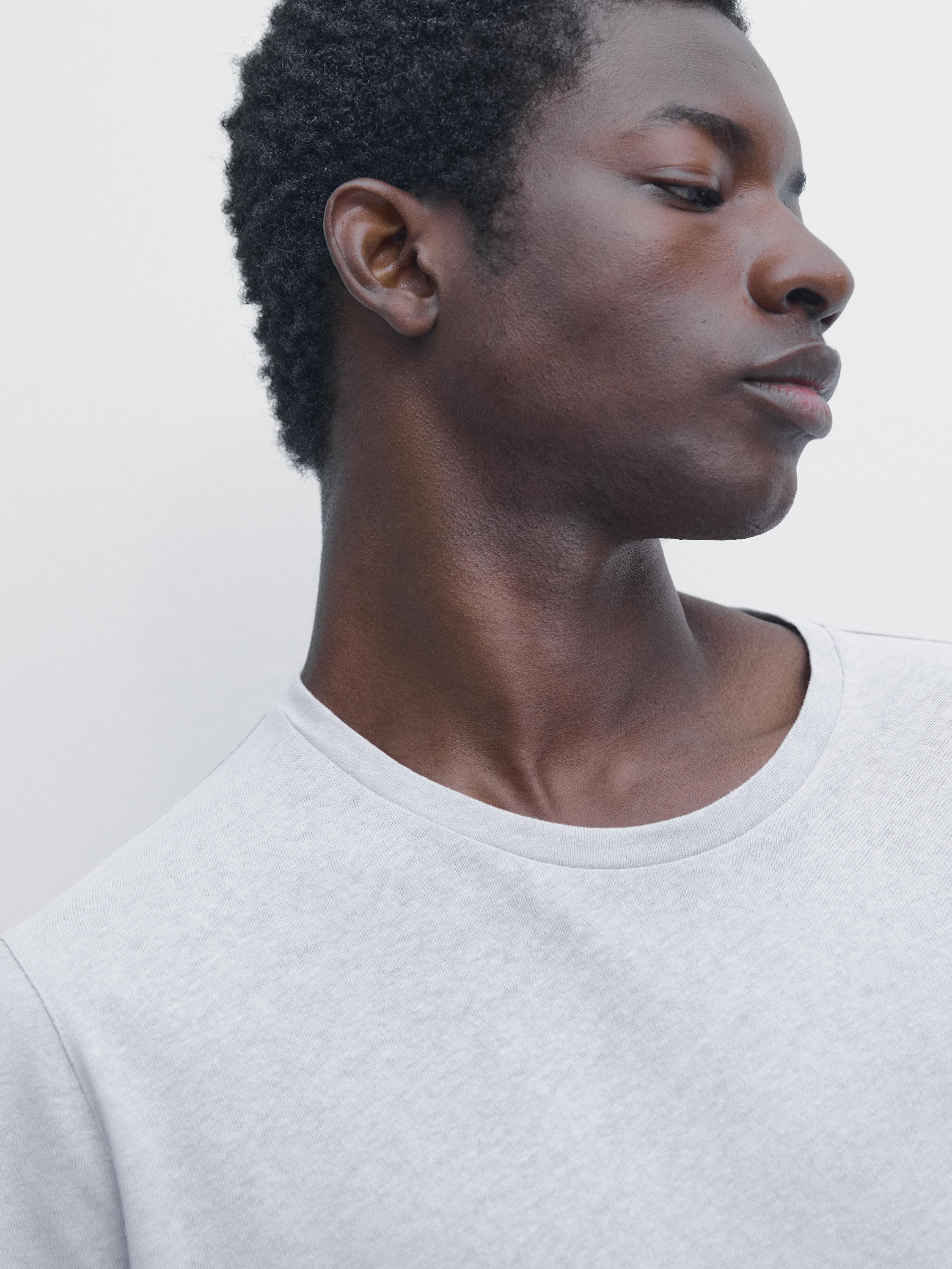 Short sleeve linen and cotton T-shirt